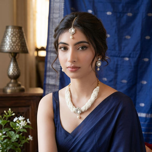 Teejh Bandhan Light Gold Necklace Set Rajashree.Shop