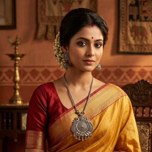 Sasitrends Traditional Oxidized German Silver Necklace For Women &Girls (silver) Rajashree.Shop