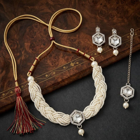 Teejh Bandhan Light Gold Necklace Set Rajashree.Shop