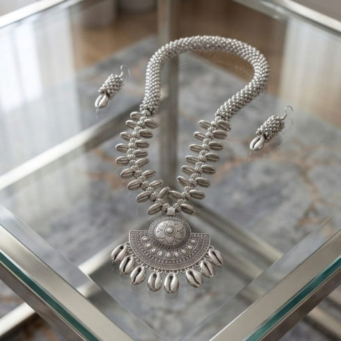 Buy online Panash Silver Toned Oxidized Necklace