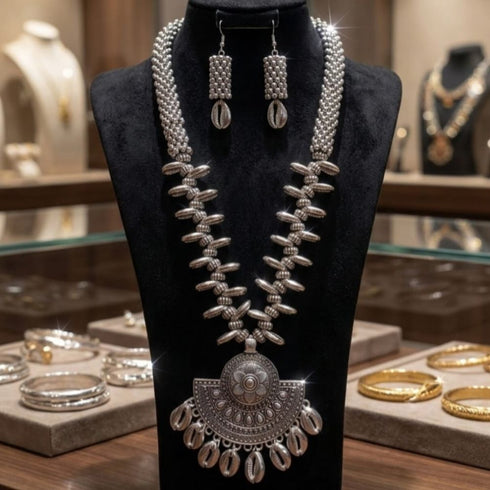 Buy Panash Silver Toned Oxidized Necklace